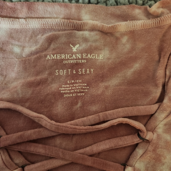 Pink Tie-Dye Lace-Up Women's Top - Picture 4 of 5